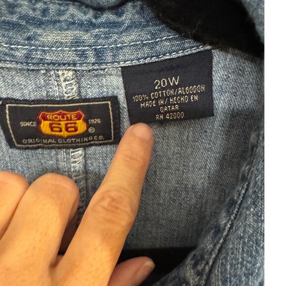 Route 66 Denim Shirt Women’s 20W Button Front Short Sleeve Snap - Picture 4 of 4